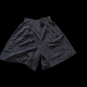 80's Fritzi California Navy Polka Dot High Waist‎ Wide Leg Shorts Small USA